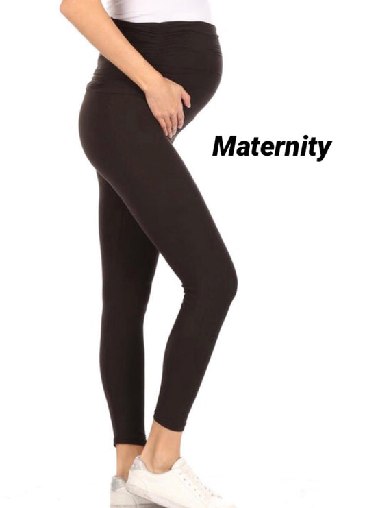 Maternity Leggings, Pregnant Womens Wide Waistband Black Pants Maternity Leggings MomMe and More 