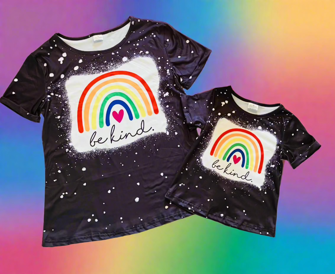 Mommy and Me Rainbow Pride "Be Kind" Matching Tops Tops MomMe and More 