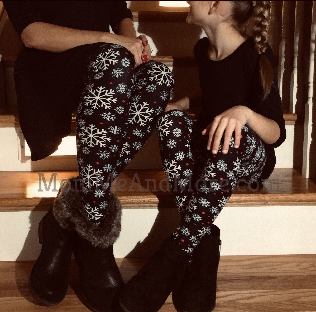 Womens Snowflake Leggings: Black Leggings MomMe and More 