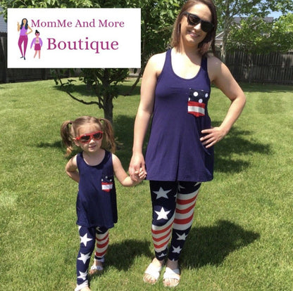 Women's American Flag Patriotic Leggings Leggings MomMe and More 