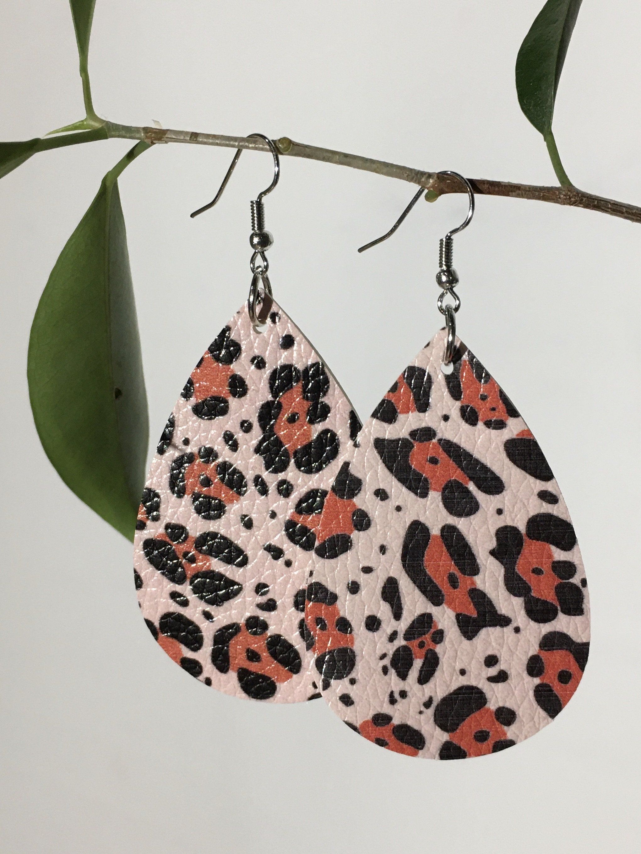 Maple Leaf Vegan Leather Teardrop Earrings – White Fox Collective