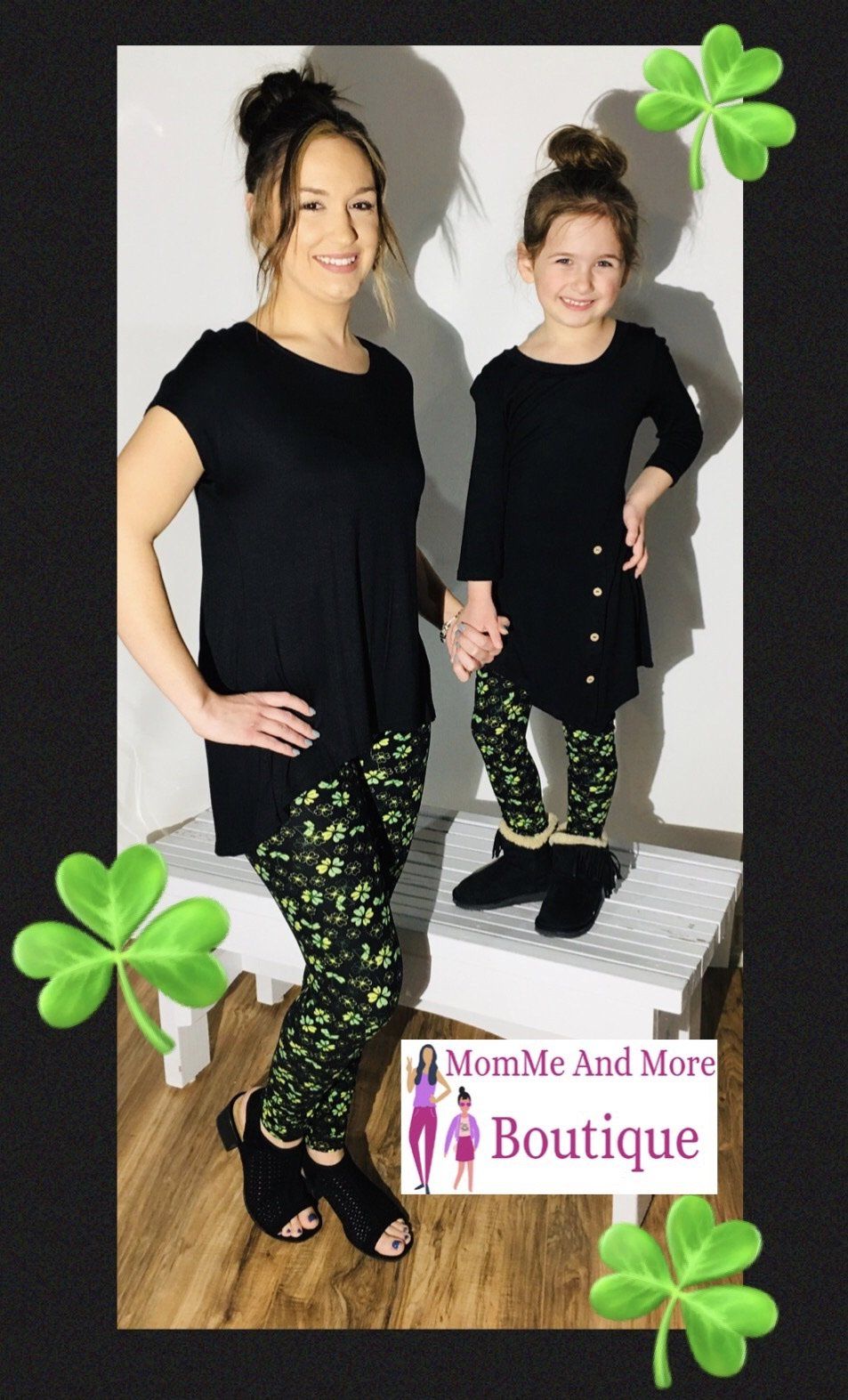 Womens St Patrick Day Green Shamrock Leggings: Yoga Waist Leggings MomMe and More 