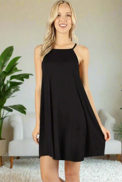 Women's Black Top Spaghetti Strap Sleeveless Dress: S/M/L Tunics MomMe and More 