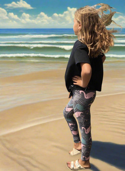 Girls Pink Flamingo Leggings Leggings MomMe and More 