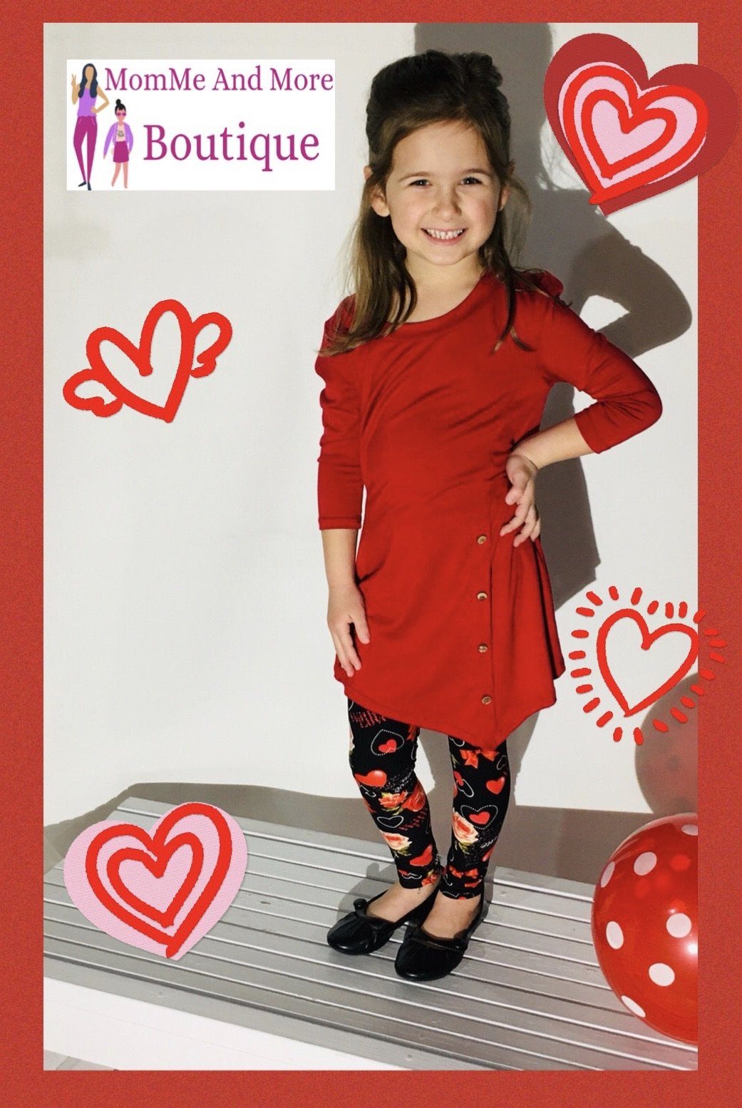Girls Valentines Day I Love You Leggings Leggings MomMe and More 