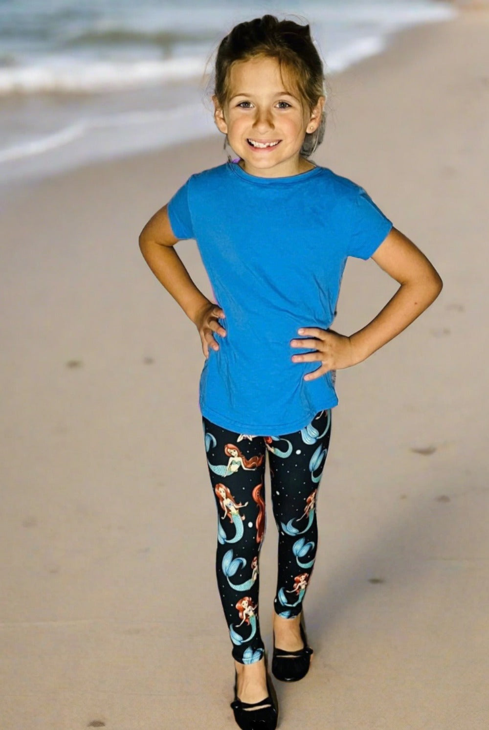 Girls Mermaid Print Leggings: Yoga Waist Leggings MomMe and More 