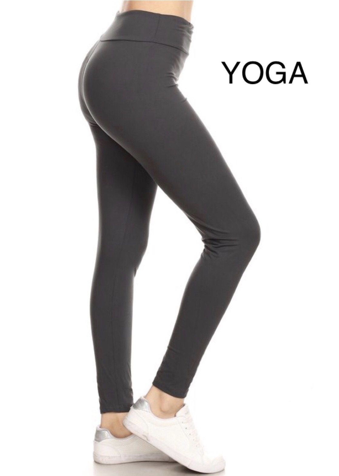 Womens Gray Leggings: Yoga Waist Leggings MomMe and More 