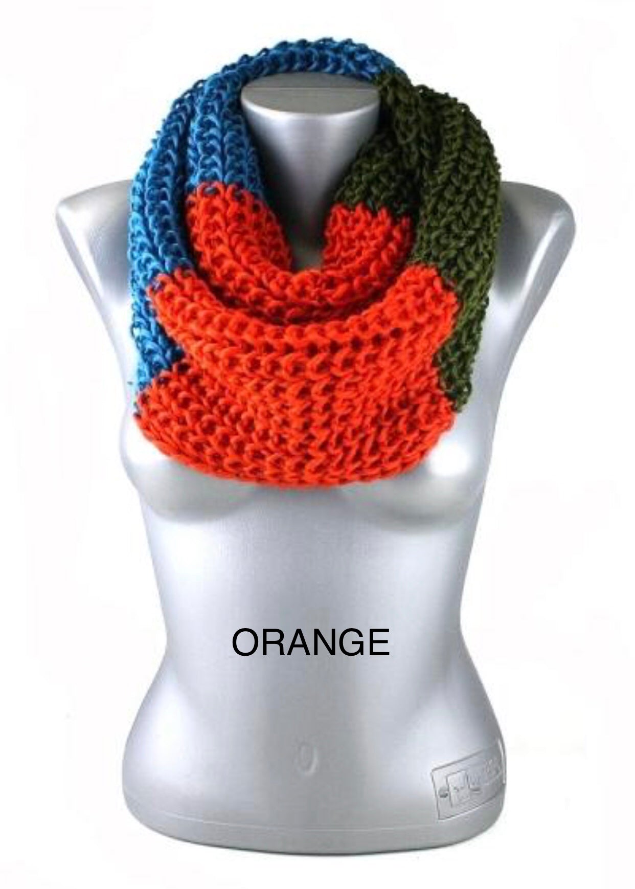 Womens Infinity Tri-Color Knit Scarf: Gray/Red/Orange/Pink/Black/Blue scarf MomMe and More 