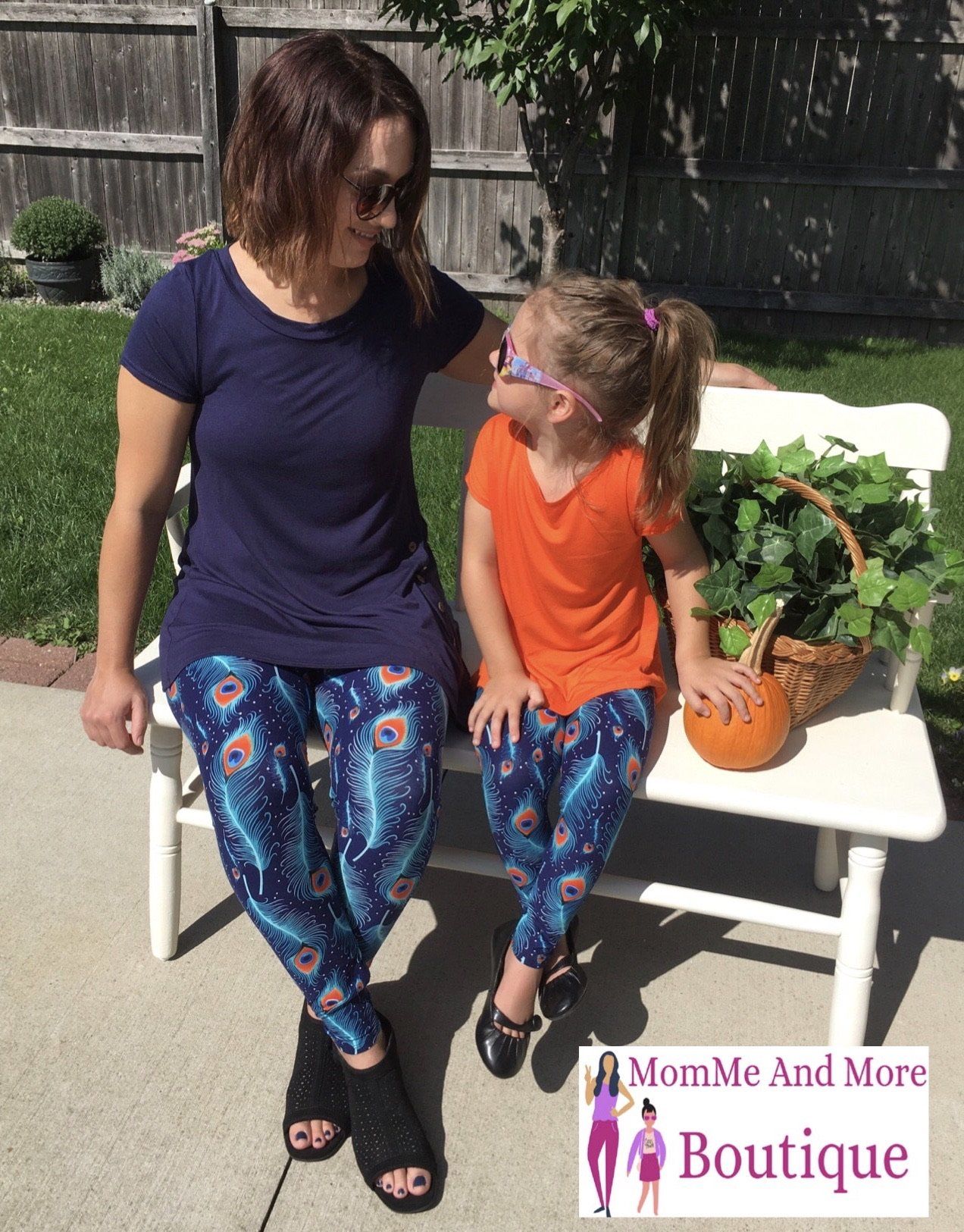 Womens Peacock Blue Feather Leggings: Yoga Waist Leggings MomMe and More 