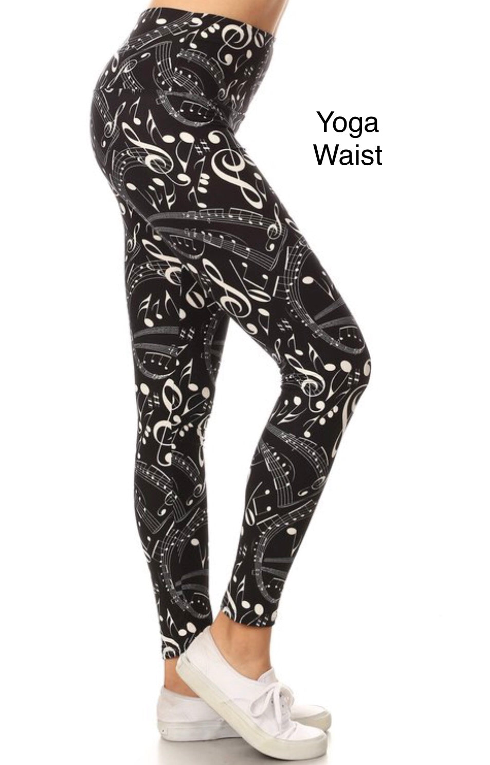 Womens Music Note Printed Leggings: Yoga Waist Leggings MomMe and More 