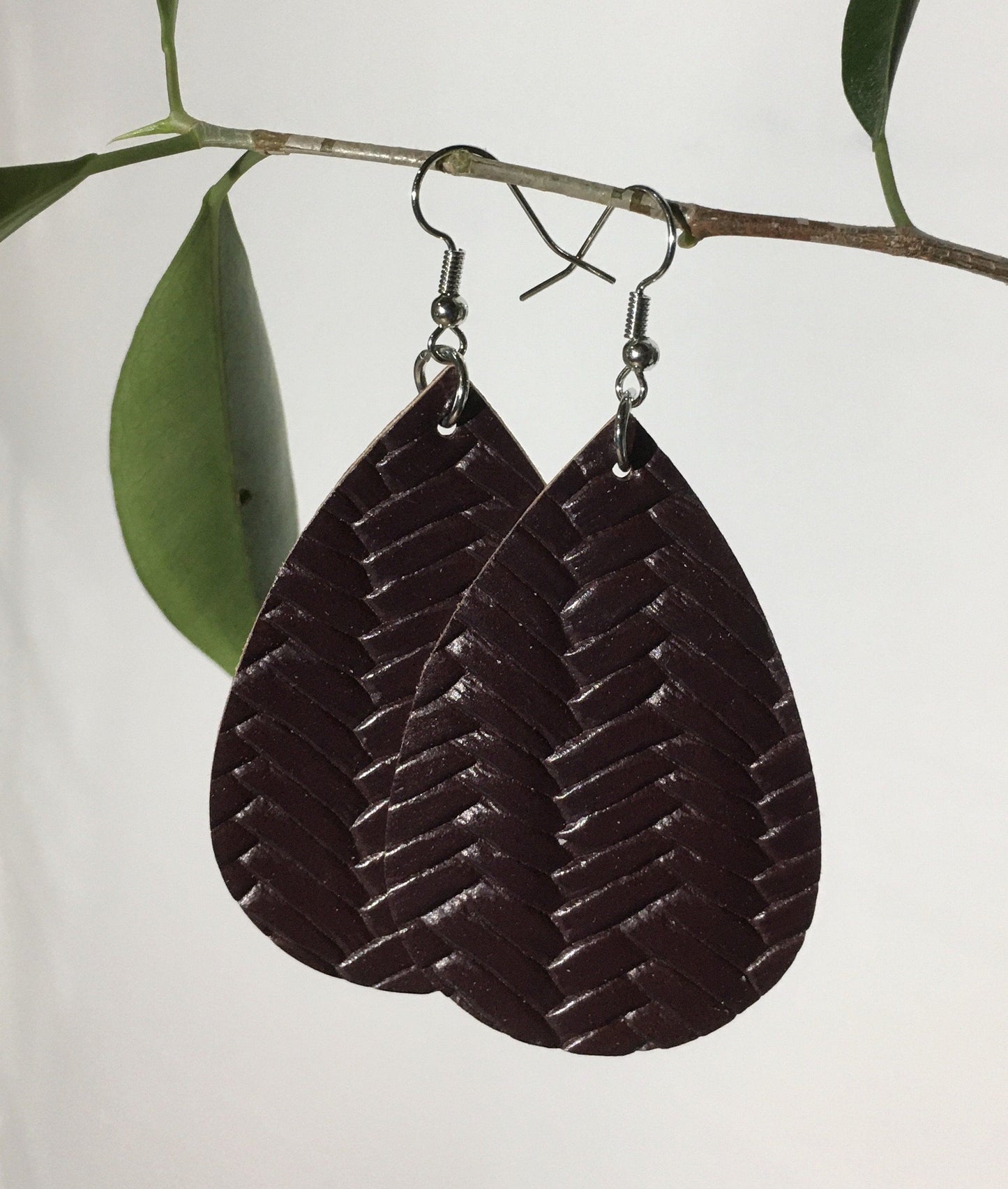 Leather Braided Solid Teardrop Earrings Earrings MomMe and More 