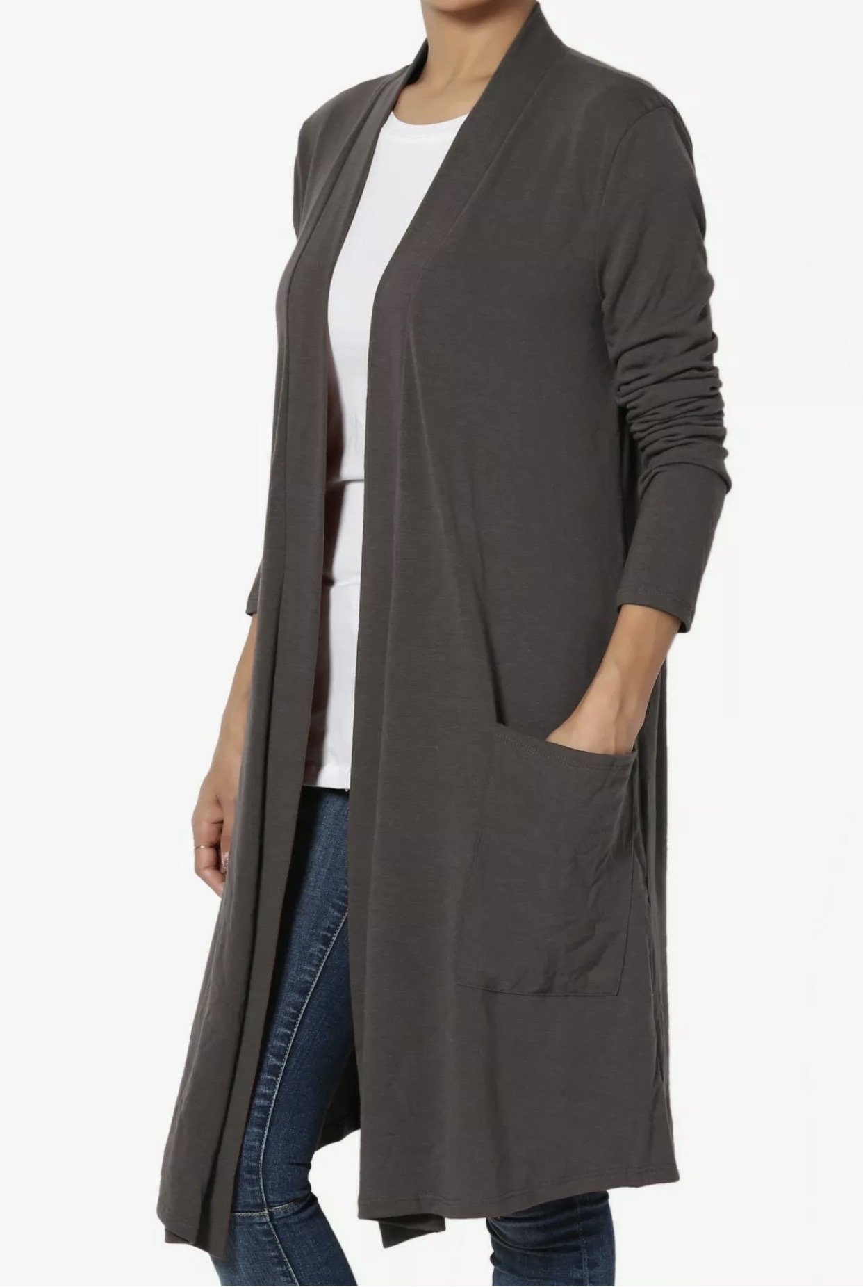 Womens Gray Pocket Cardigan Cardigan MomMe and More 
