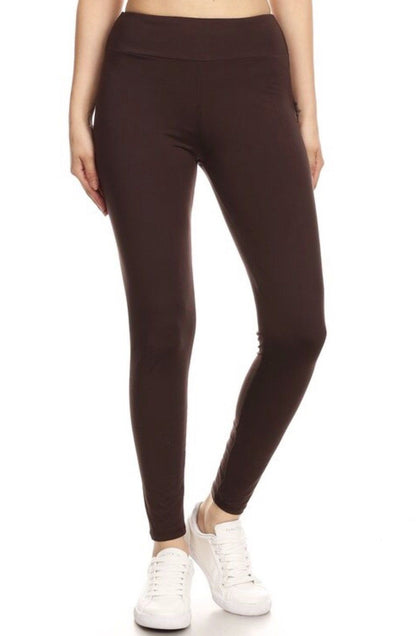 Womens Solid Brown Leggings: Yoga Waist Leggings MomMe and More 