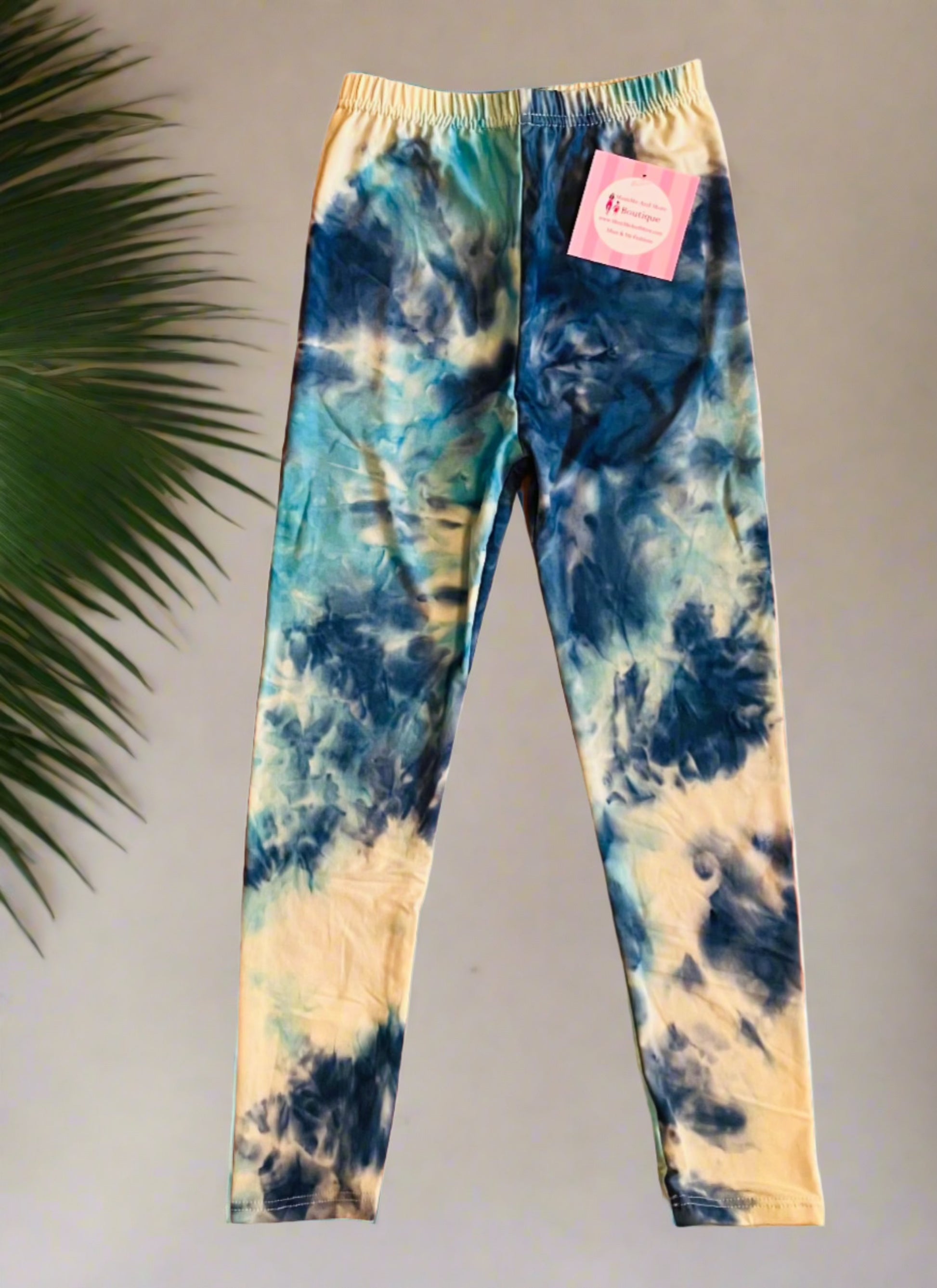 Girls Best Leggings. Kids Blue Tie-Dye Printed Leggings Leggings MomMe and More 