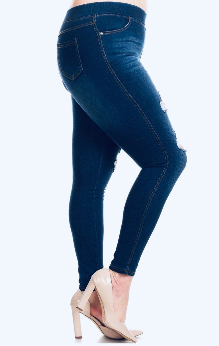 Womens Distressed Ripped Jean Jeggings: Plus Size Jeans MomMe and More 