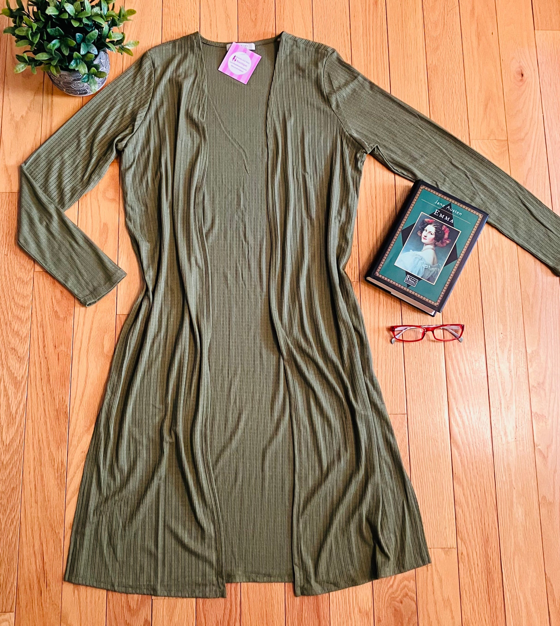 Womens Best Cardigan, Long Olive Green Cardigan Duster Cardigan MomMe and More 