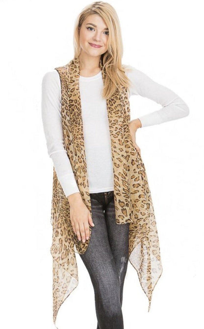 Womens Cheetah Leopard Cardigan Kimono Vest Cardigan MomMe and More 