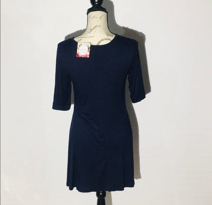 Womens Best Shirt, Solid Navy Blue, High-Low Hem, Long Tunic Top shirt MomMe and More 