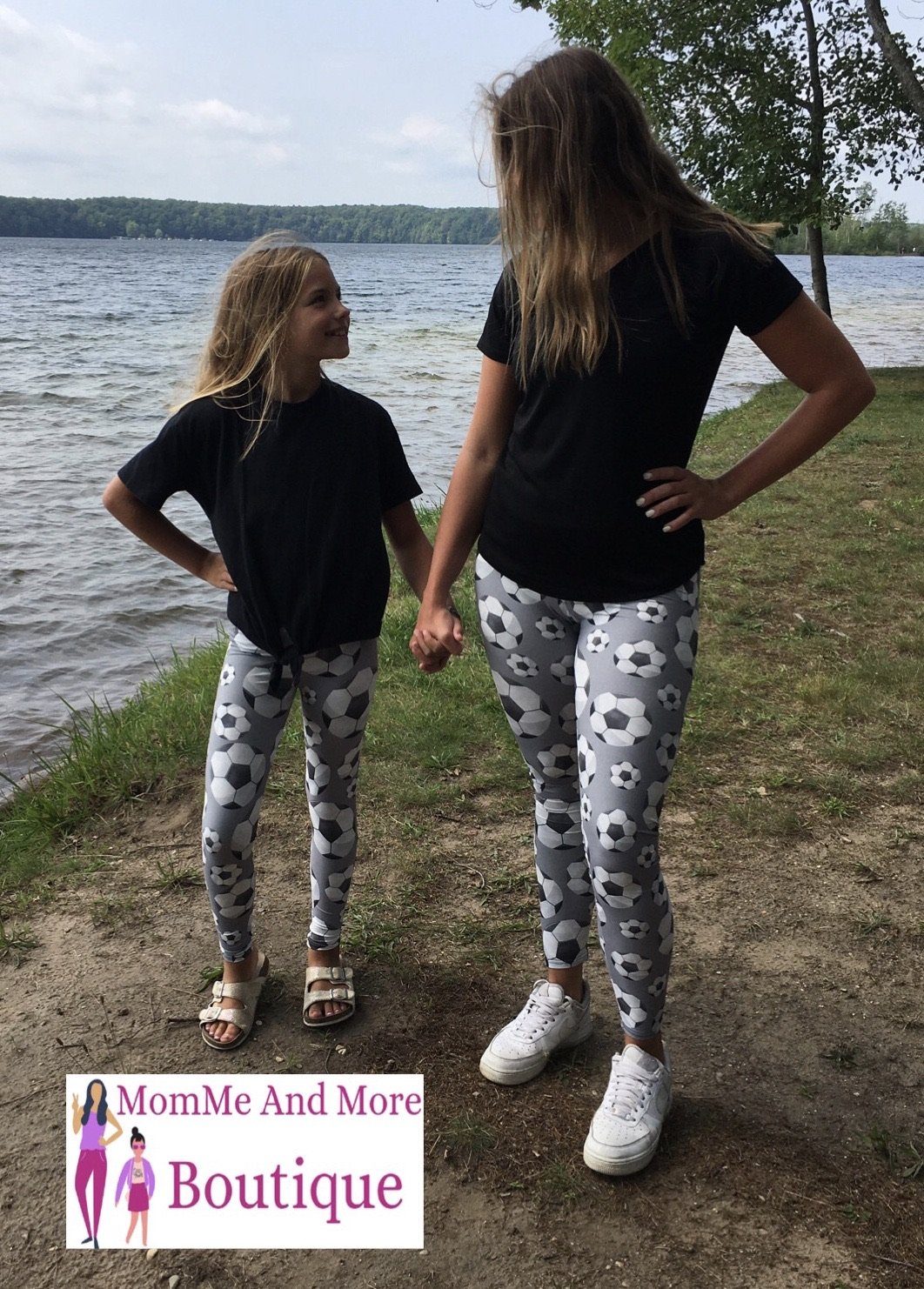 Girls Soccer Ball Leggings: Yoga Waist Leggings MomMe and More 
