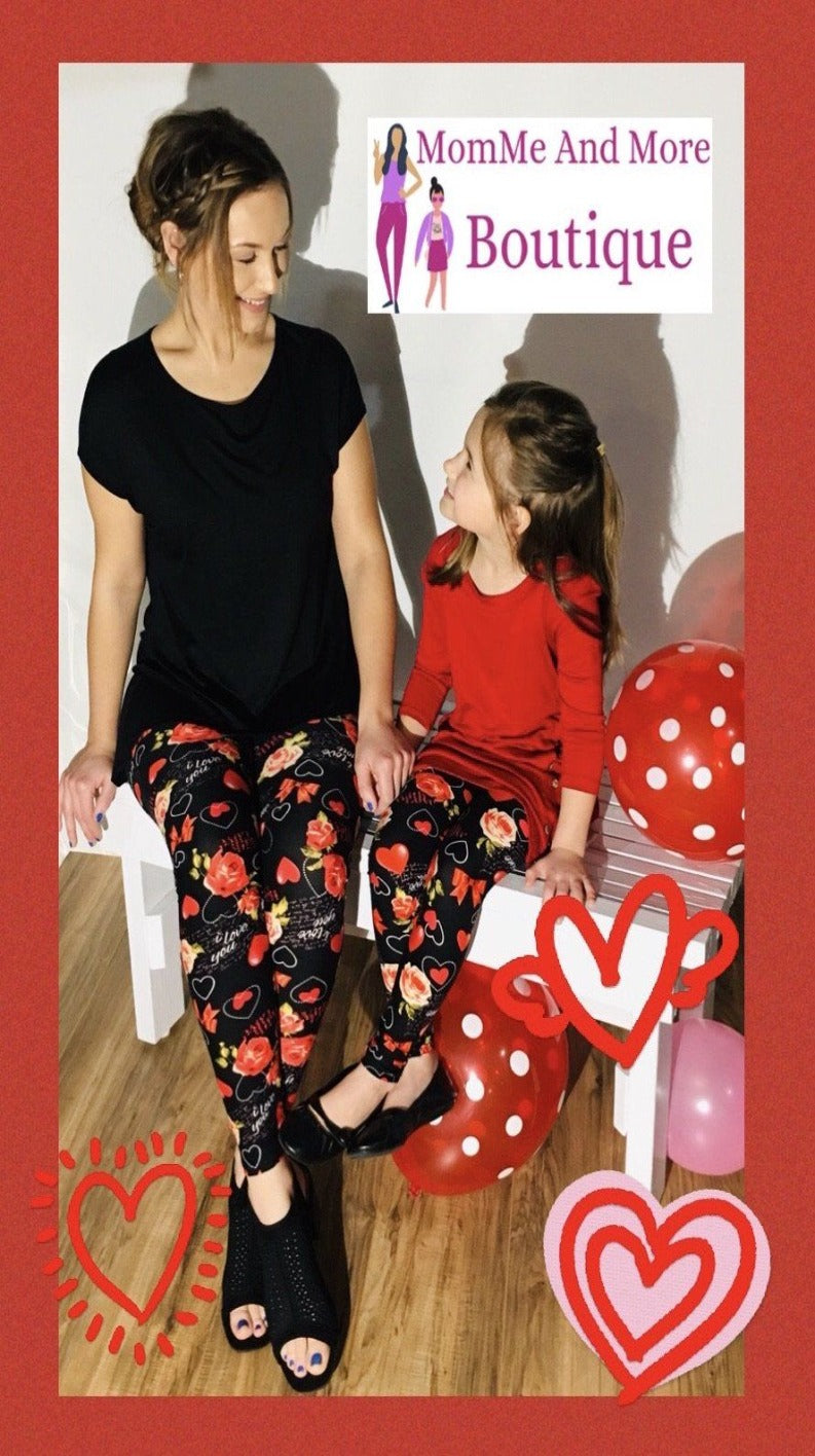 Womens Valentines Day I Love You Leggings Leggings MomMe and More 