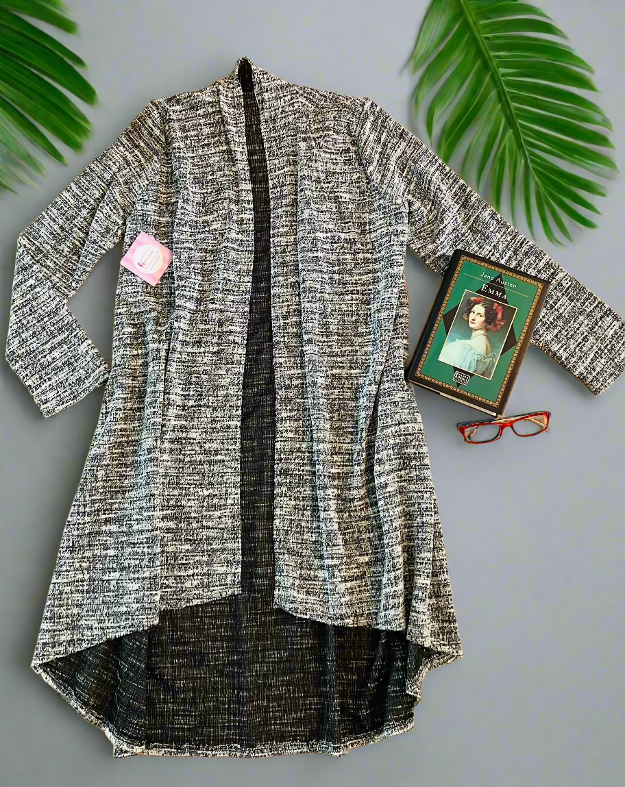 Womens Heather Gray High-Low Cardigan Cardigan MomMe and More 