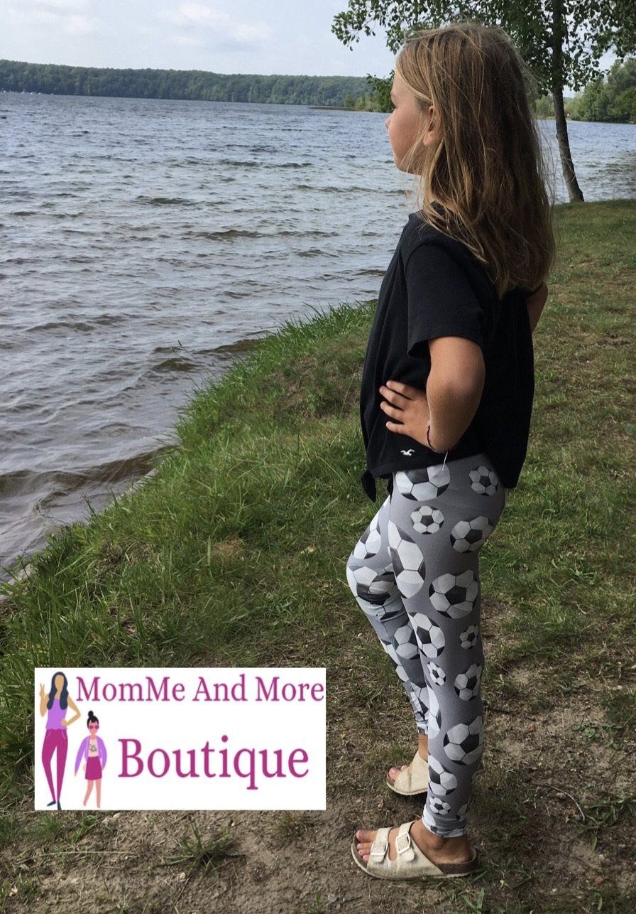 Girls Soccer Ball Leggings: Yoga Waist Leggings MomMe and More 