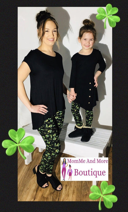 Womens St Patrick Day Shamrock Leggings Leggings MomMe and More 