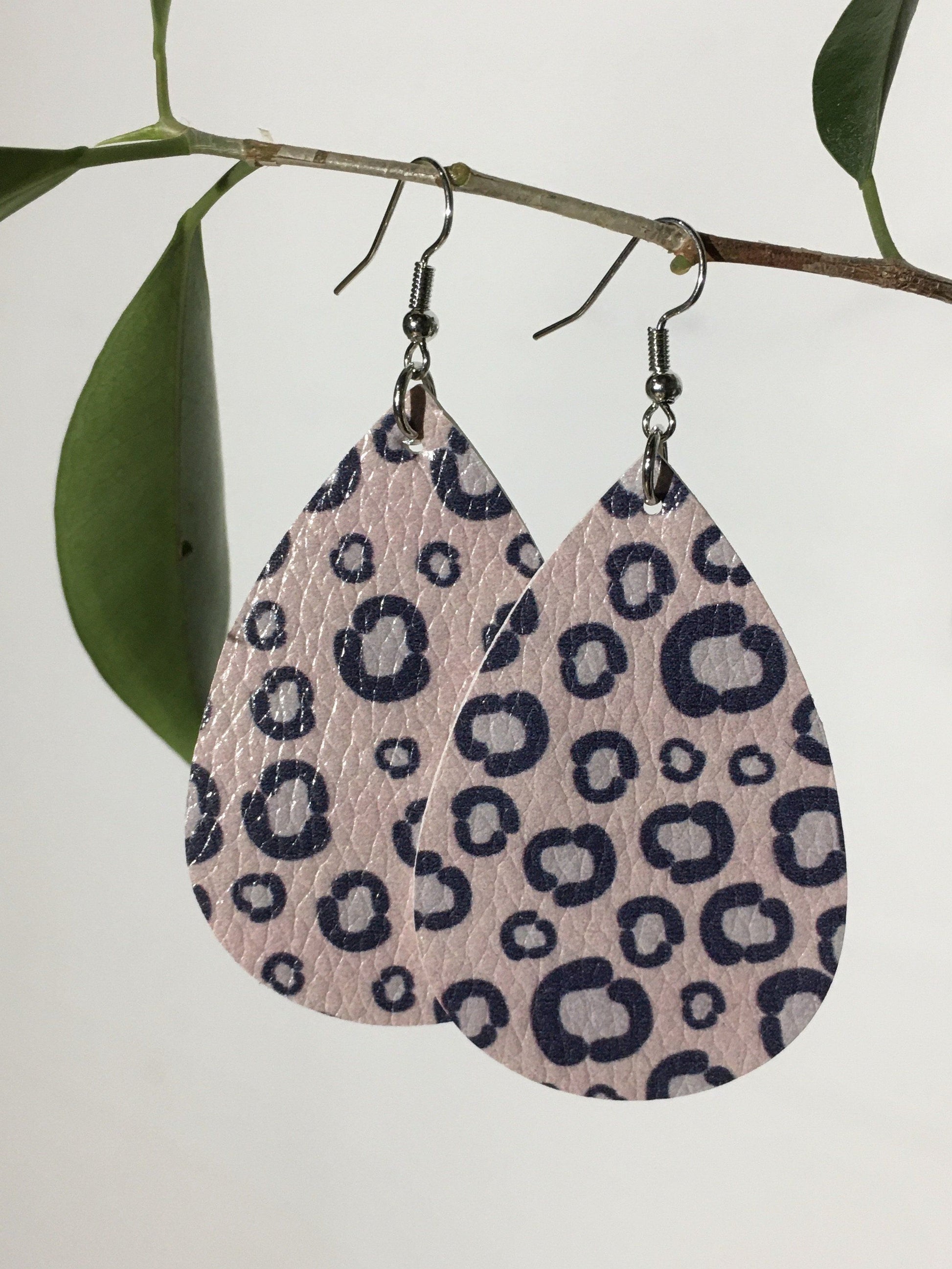 Leather Teardrop Earrings: Cheetah Earrings MomMe and More 