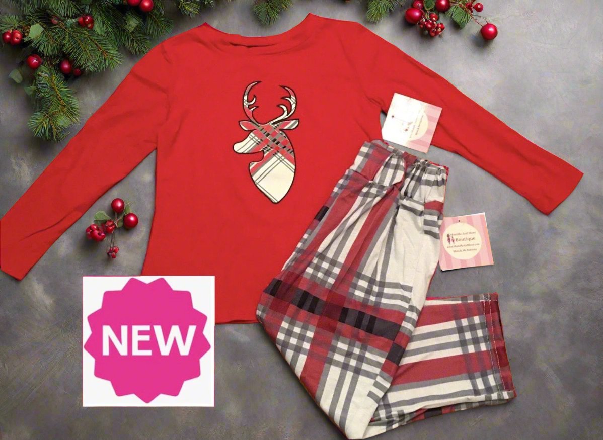 Matching Christmas Red Plaid Family Pajamas Sleepwear MomMe and More 