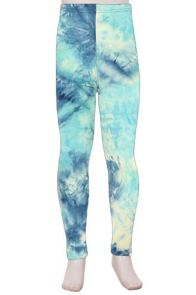 Girl's Tie-Dye Printed Leggings Ocean Blue: S and L Leggings MomMe and More 