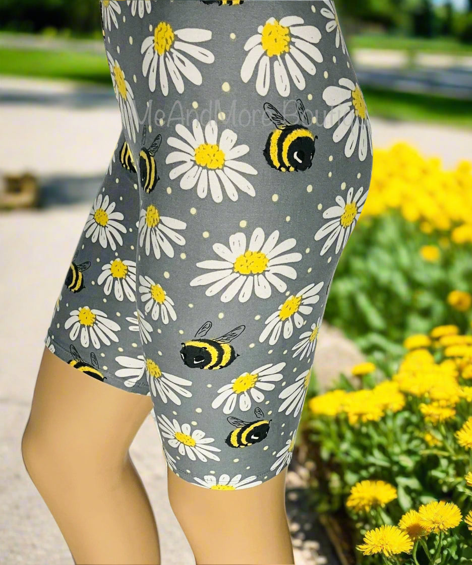 Womens Best Shorts, Daisy Bee Printed Biker Bermuda Long Shorts Shorts MomMe and More 