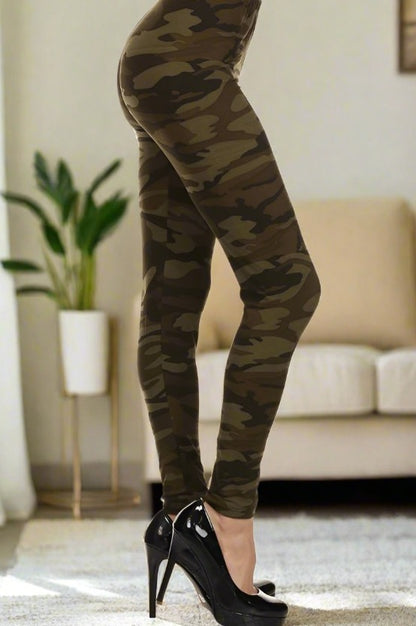 Womens Best Leggings, Green Camouflage Printed Leggings Leggings MomMe and More 
