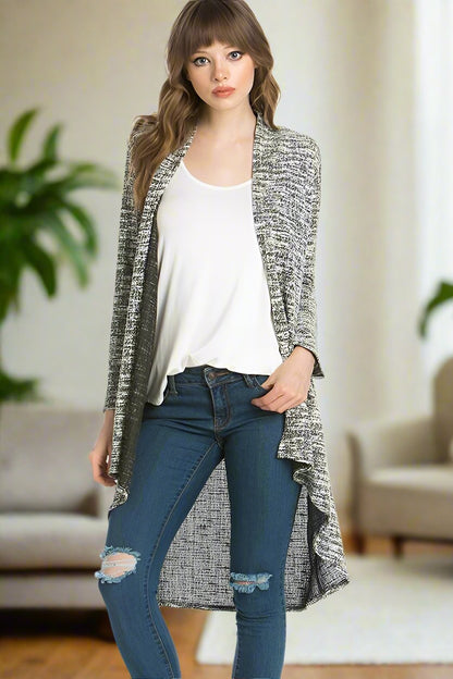 Womens Heather Gray High-Low Cardigan Cardigan MomMe and More 