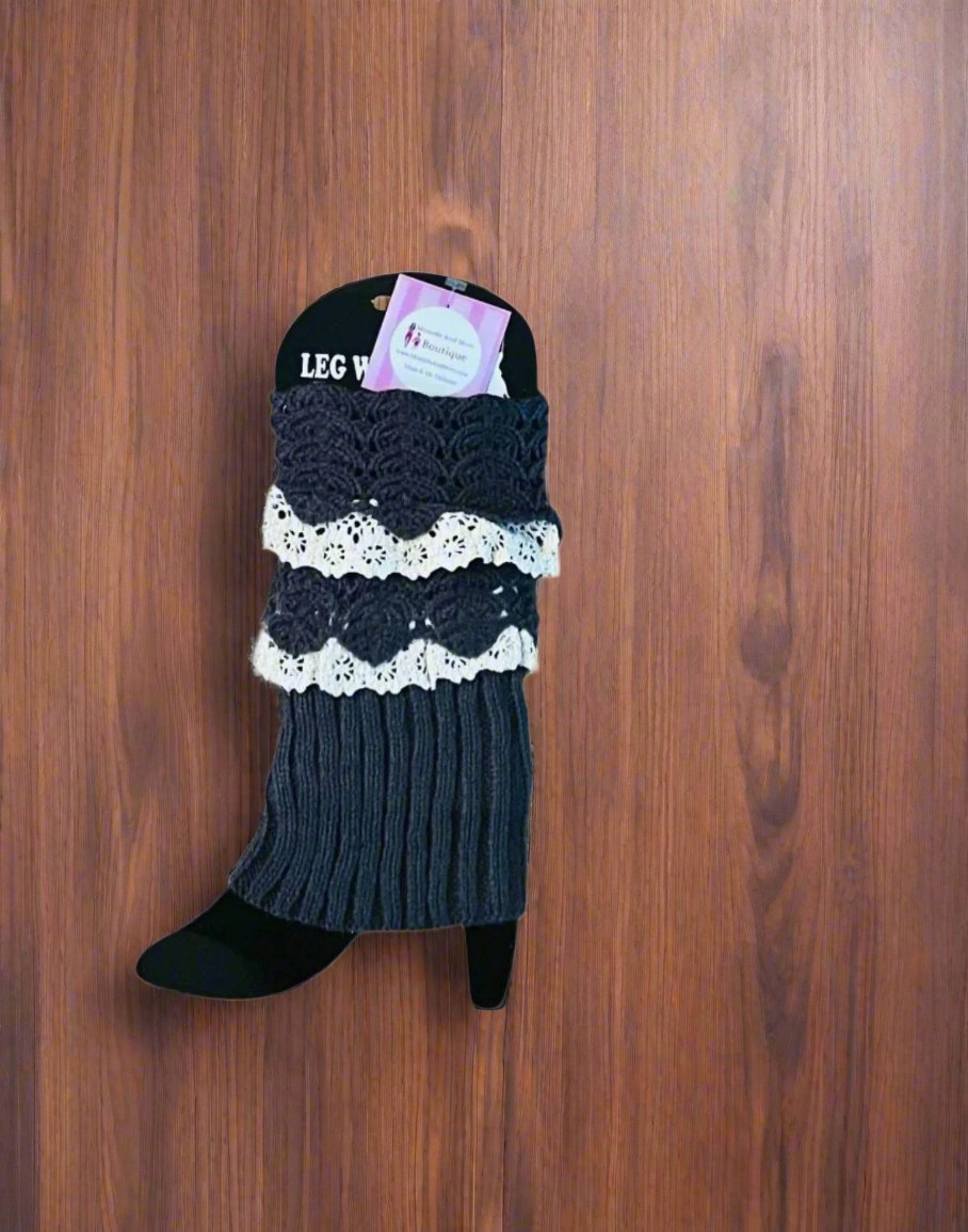 Womens Lace Cuffed Short Sweater Leg Warmers: Many Colors Leg Warmer MomMe and More 