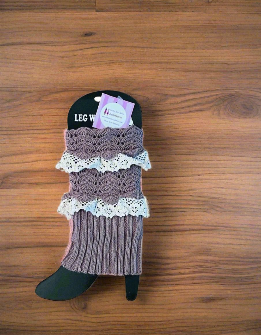 Womens Lace Cuffed Short Sweater Leg Warmers: Many Colors Leg Warmer MomMe and More 