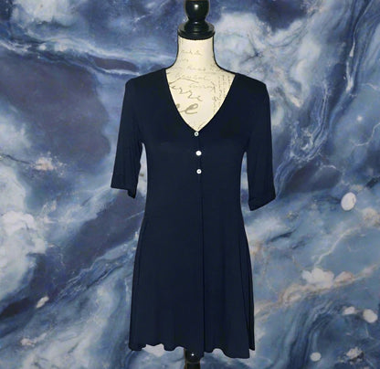 Womens Best Shirt, Solid Navy Blue, High-Low Hem, Long Tunic Top shirt MomMe and More 