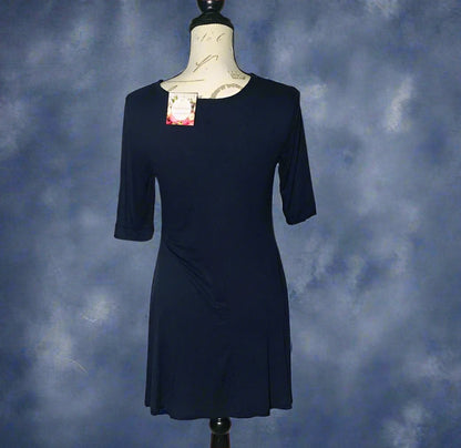 Womens Best Shirt, Solid Navy Blue, High-Low Hem, Long Tunic Top shirt MomMe and More 